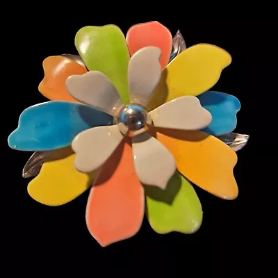 Vintage Sarah Coventry Brooch Pin Enamel Floral Flower Signrd 1967 Retro MCM • $17.95