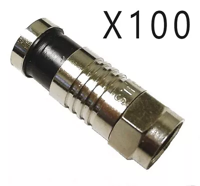 100 Pack Lot - RG59 Cable F-Type Compression Video Connector Plug CATV CCTV Male • $45.95