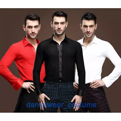 Men's Long Sleeve Ballroom Latin Dance Shirt Tango Modern Jazz Rhythm Salsa Tops • £29.99