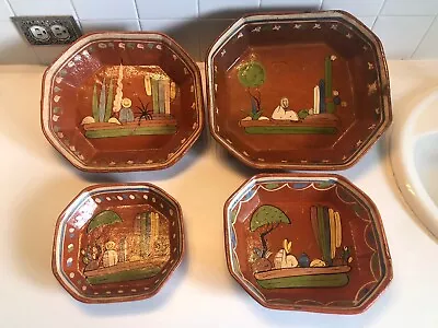 Vintage Mexican Pottery Lot Of Four Serving Dishes Made In Mexico • $65.99