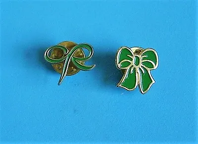 Macmillan 2 Green Bows Stud Pin Badges Charity • £1.50