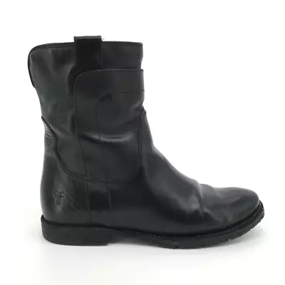Frye Womens Paige Short Riding Boots Black Leather Mid Calf Block Pull On 6 B • $41.99