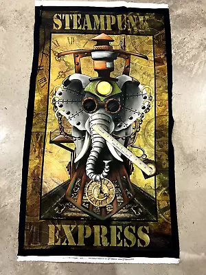 QT Steampunk Express Elephant 100% Cotton Fabric By The Panel Approx 24 X 44 In • $7.25