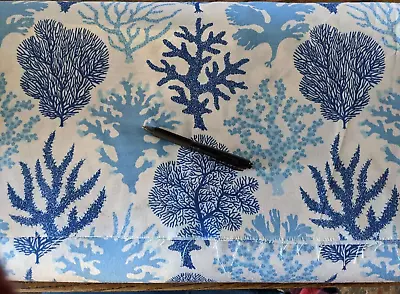 P Kaufmann Indoor Outdoor Blue Coral Sea Fan Duck Fabric Ocean Life By The Yd T2 • $11.95