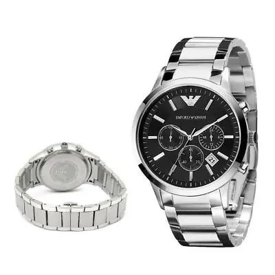 £69.90 • Buy New Emporio Armani Mens Watch Stainless Steel Ar2434 Silver & Black Dial Genuine