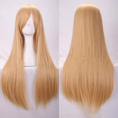 New 80cm Straight Sleek Long Full Hair Wigs W Side Bangs Cosplay Costume Womens • $9.57