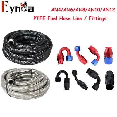 4AN 6AN 8AN 10AN 12AN PTFE Braided Fuel Hose Oil Gas Air & End Fittings Adapter  • $19.99