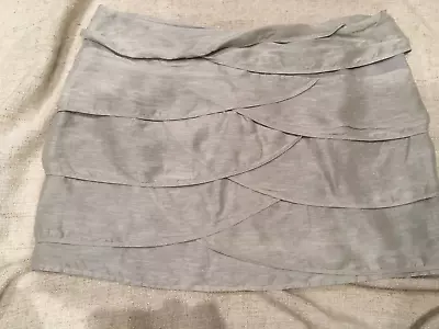 £3.50 • Buy M&S Silk Mini Skirt Grey Frills Layer Size 18 Waist 38 Inc