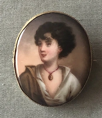 Antique Victorian Hand Painted Porcelain Brooch Portrait Of A Young Boy • £29.99