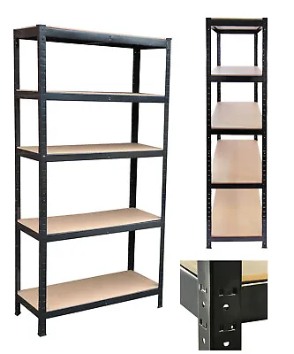 Heavy Duty Boltless Shelving 1.8m Tall BLACK 5 Tier  Metal Garage Storage Unit • £39.99