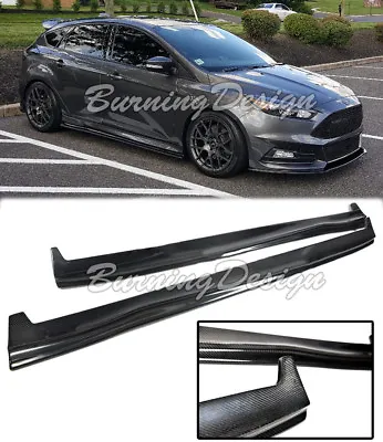 For 13-Up Ford Focus ST RS Side Skirts Hatchback Bottom Carbon Fiber Molding Lip • $229.98