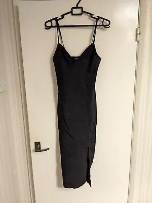 Miss Selfridge Uk Size 8 Little Black Dress Strappy Smart Midi Bodycon • £11.99