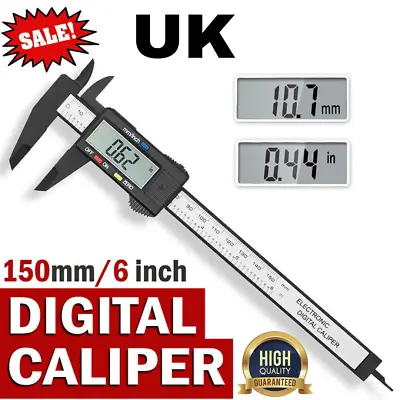 6'' LCD Digital Vernier Caliper Micrometer Measure Tool Gauge Ruler 150mm Silver • £4.99