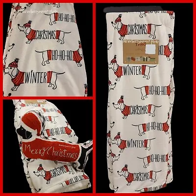 2pc Set Santa Dachshund Dog Doxie Pillow & Sherpa Christmas Throw Blanket NEW • $54