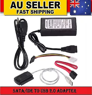Sata PATA Ide To Usb Hard Drive Adapter With Power Supply Cable For PC Computer • $25.99