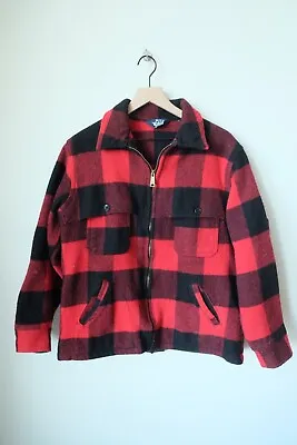 VINTAGE Woolrich Cape Coat Mackinaw Cruiser Wool Jacket Jac Plaid Small Medium • $89.99