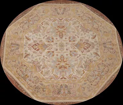 Ivory/ Beige Heriz Serapi Floral Oriental Octagon Rug 6'x6' Handmade Wool Carpet • $533