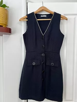 Zara XS Navy Blue Tweed Vest Dress • $40