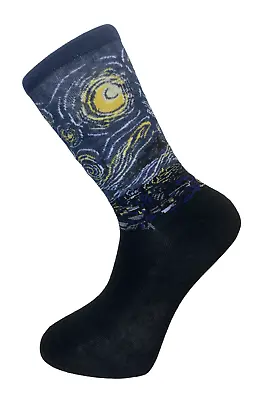 Frederick Thomas Van Gogh Starry Night Mens Blue And Black Cotton Socks • $31.50