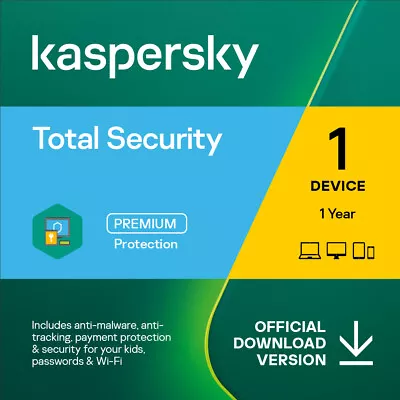 Kaspersky Total Security 2024 | 1-10 Devices | 1 Year | UK Code • £7.49