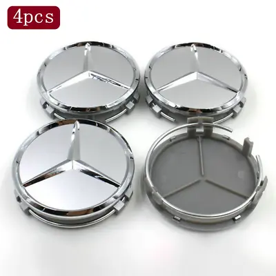 4Pcs AMG For Mercedes Benz Silver Wheel Center Hub Caps Chrome Logo Rim Hub 75mm • $10.59