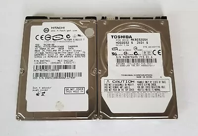 Lot Of 2 Hitachi Toshiba SATA 80GB 5400RPM 2.5” For Laptop Hard Drives • $22.95