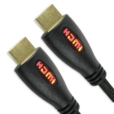 LONG HDMI TO HDMI 3M CABLE WITH ETHERNET Computer Monitor Screen Red LED Light • £8.29