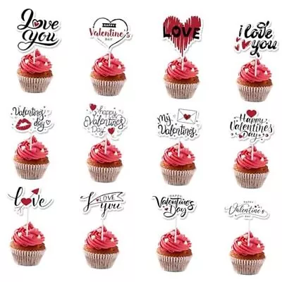 36Pcs Valentine's Day Cupcake Toppers 12 Designs Valentines Cupcake Toppers  • $21.31
