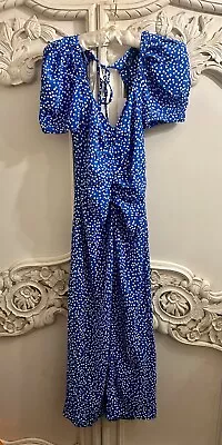 Zara Bnwt Blue And White Polka Dot Maxi Dress XS • £9.99