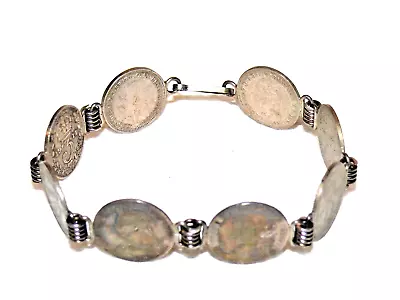Antique Sterling Silver English Coin Bracelet 14.7 Grams 1891 - 1935 Bookchain • $49.95
