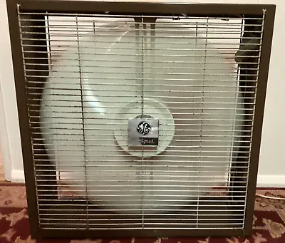 Brown Metal Box Fan VTG GE General Electric 2 Speed 21.5” Tested Working • $101