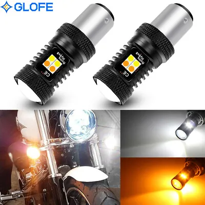 2Pcs 1157 White Amber Switchback LED Turn Signal Light Bulbs For Motorcycle • $19.99