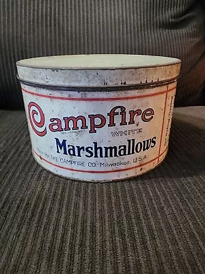Antique 1920s Campfire Marshmallows 5lb Advertising Tin Milwaukee WI • $109.99