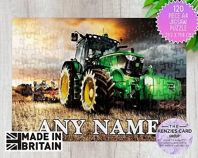 Personalised John Deere Tractor 120 Pcs  Puzzle Jigsaw A4 Size - Add Name V1 • £6.75