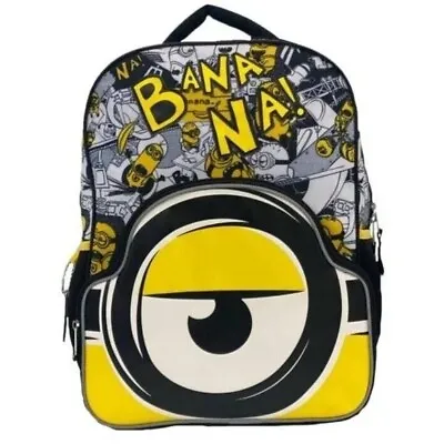 Despicable Me Backpack MINIONS The Rise Of Gru Black Yellow 16  Banana! NEW • $15.98