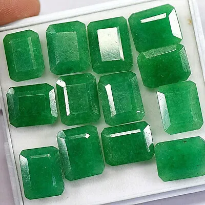 Zambian Genuine Green Emerald Cut Faceted Loose Gemstone 160 Ct./12 Pcs Lot • $29