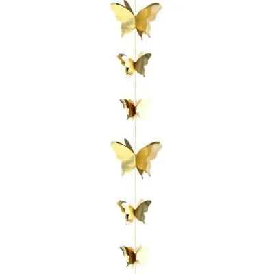 £4.99 • Buy Gold Butterfly Garland Banner Bunting 2.7M Metallic Gold Butterfly 3D Banner