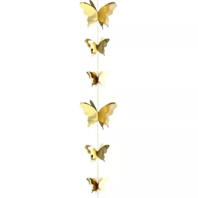 £4.99 • Buy Gold Butterfly Garland Banner Bunting 2.7M Metallic Gold Butterfly 3D Banner