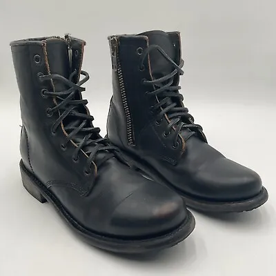 Freebird Manchester Boots Womens 8 Black Leather Lace Up Pull On Zip Side • $112.50