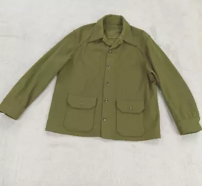 Military Field Wool Shirt Jacket Mens Large Olive Green Shacket US Army VTG 50s • $44.95