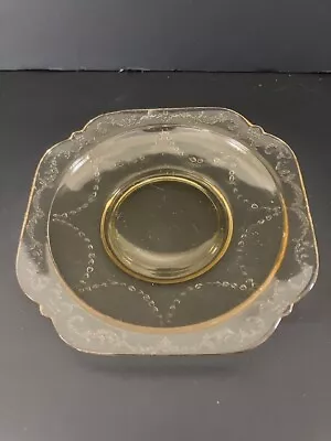 Vintage Federal Glass Co. Amber Depression Glass Madrid 6 Inch Sherbet Plate • $4