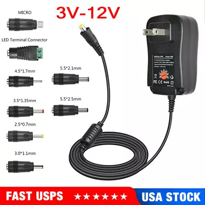 Universal AC/DC Adjustable Power Supply Adapter 8Tip US Plug Charger Electronics • $10.59