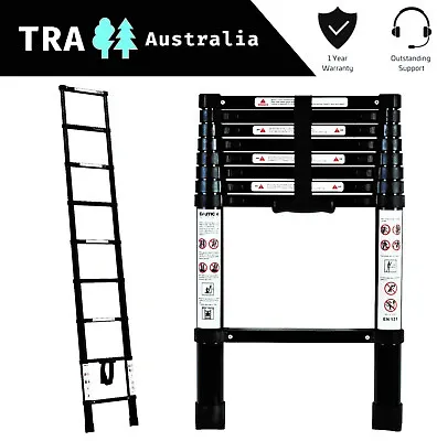 BLACK Portable Telescopic Ladder 2.6m & Carry Bag Caravan RV Parts Accessories • $134.51