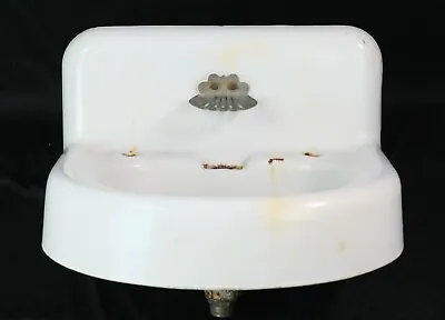 1910s Wall Mount White Cast Iron Sink With Shell Soap Holder • $316