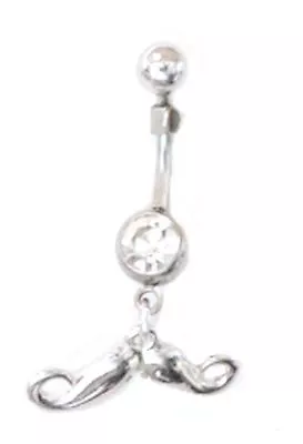 Belly Ring Mustache Silver Tight Curl Dangle Naval Steel Body Jewelry • $8.99