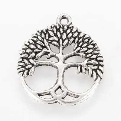 £3.79 • Buy 10 Tree Of Life Charms Pendants Antique Silver Tone 26mm X 23mm P00171H