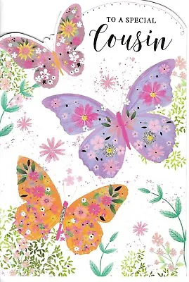 Special Cousin Female Birthday Greeting Card 7 X5  Butterflies • £1.99