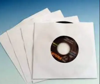 50 7  Vinyl Paper Record Sleeves - White - Highest Quality Premium 90 Gsm ! • £6.39