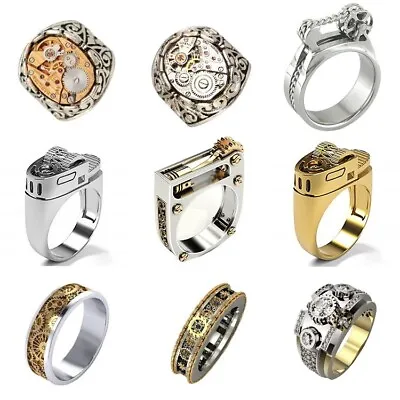 Wholesale 10pcs New Geometric Mechanical Bicolor Unisex Silver Gold Ring Jewelry • $18.99