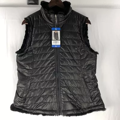 Women's Nicole Miller Reversible Faux Fur Vest Sz L NWT Large • $29.99